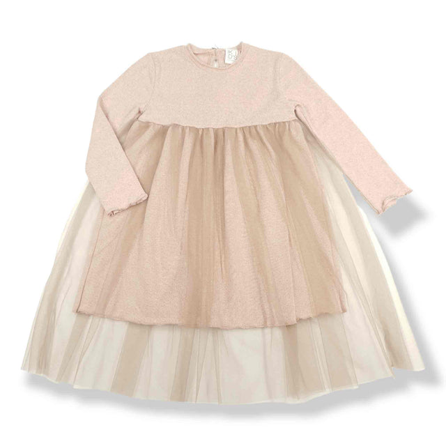 abito caldo cotone con tulle bambina - Kid's Company - abbigliameto neonato e bambino