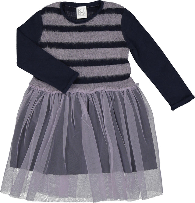 abito rigato con tulle bambina - Kid's Company - negozio bimbi