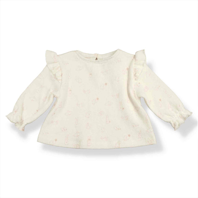 maglia in caldo cotone stampato con voulant neonata e baby - Kid's Company - abbigliamento bimbo