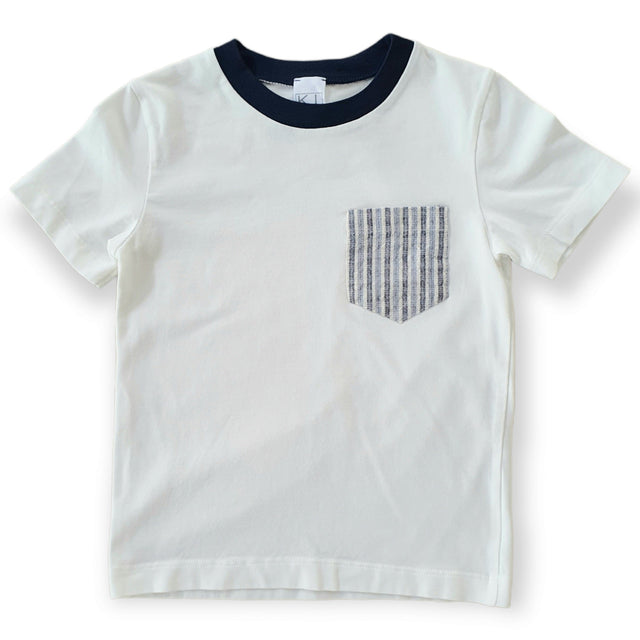 t.shirt taschino rigato blu bambino - Kid's Company - abbigliamento bimbi